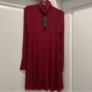 NWT Lulu’s Turtleneck Swing Dress in Burgundy Red, Size Small